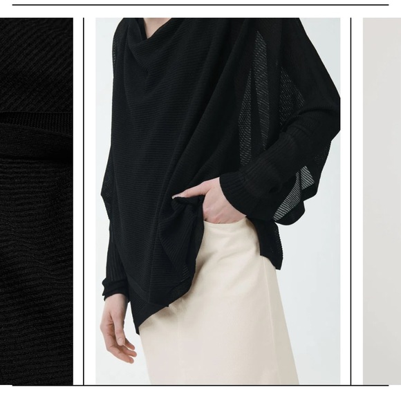 COS Tops - COS Black Draped Wrap Knit Top Oversized Minimalist Cowl Neck M/L